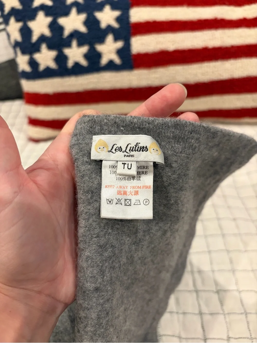 Les Lutins Paris Baby Cashmere Blanket Gray 100% Cashmere